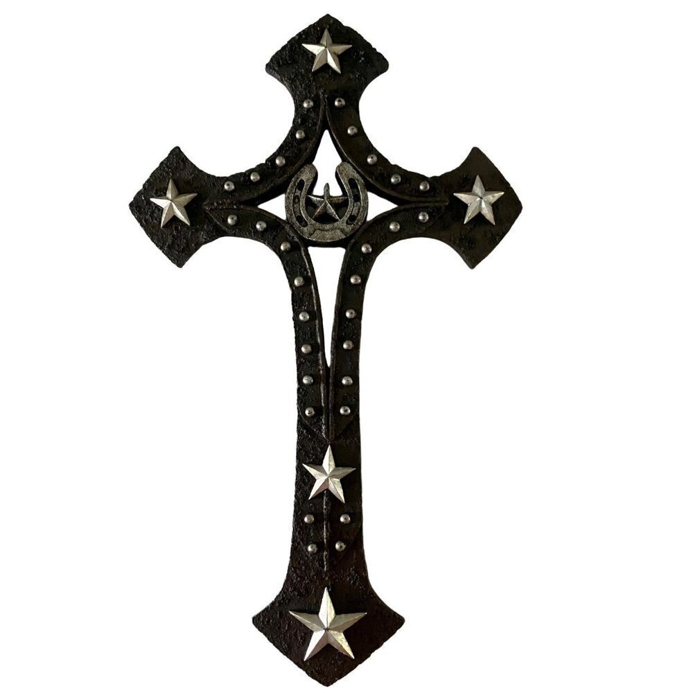 Large Spiritual Harvest Religious Horseshoe Cross 15 Inches